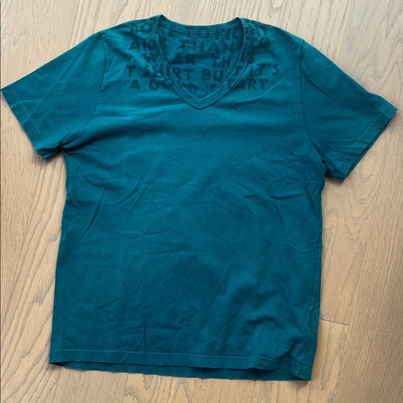 Teal V-Neck Graphic Tee